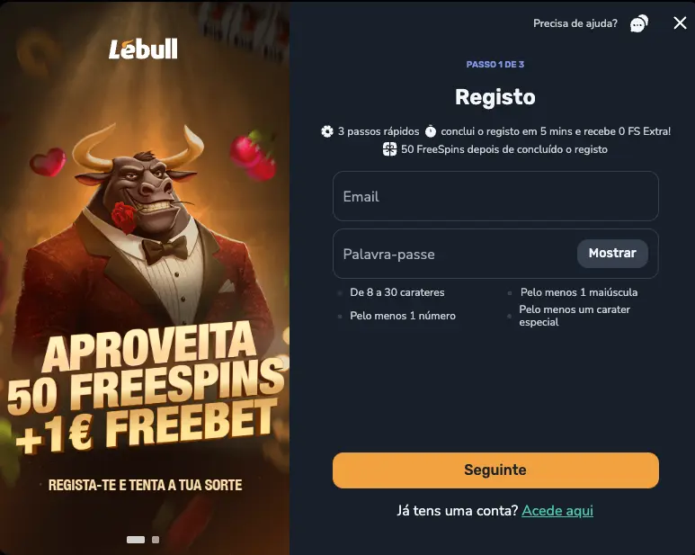 Interface do site Lebull mostrando a área de jogos ao vivo e slots